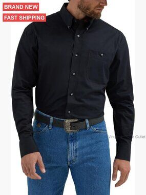 Relaxed Fit Western Button Down Shirt Long Sleeve Cotton Stretch